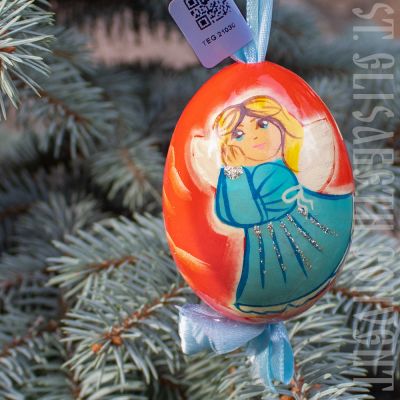 souvenir wooden egg angel on the ribbon
