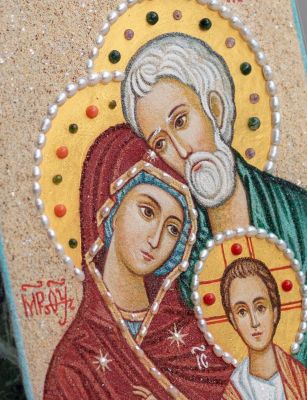 Holy Family Icon from Gemstones