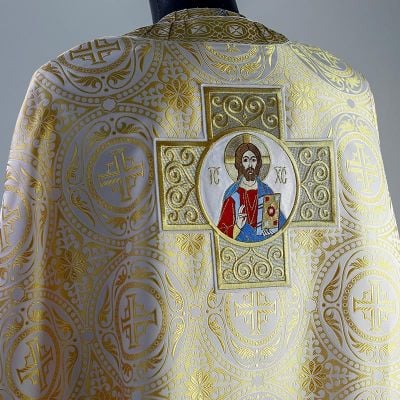Greek-Style Priest Vestment with Embroidery of Christ Made of Silk
