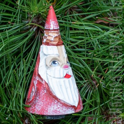 souvenir carved wooden Santa Ornament