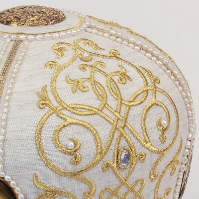 Linen mitre for priests with pearls and icons