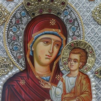 IVERON ICON OF THE MOTHER OF GOD decorated with semi-precious stones