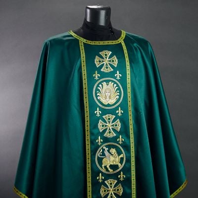 Green Catholic Vestment with golden embroidery of Evangelists