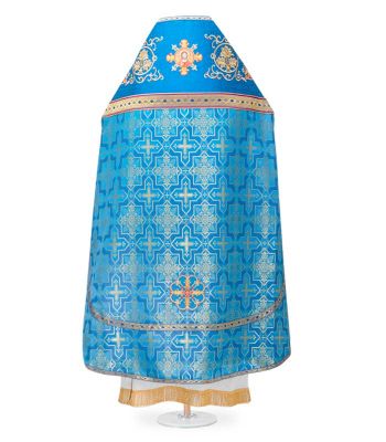 blue priest vestment with embroidery