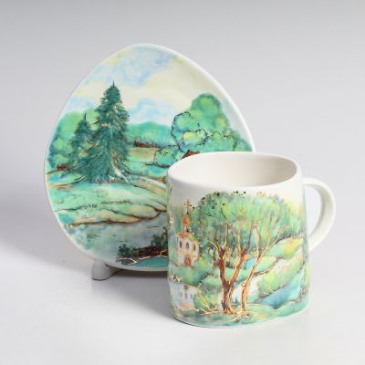 bright summer cup and a saucer set