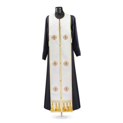 Greek-style priest vestment with embroidered crosses and gallon