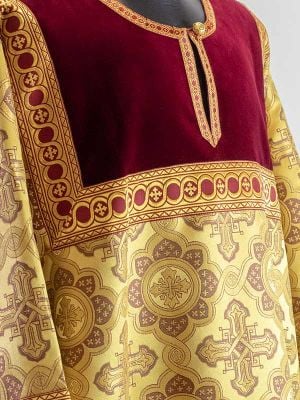 burgundy/gold sticharion with Christ medallion