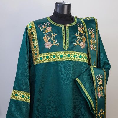 Beautiful green deacon vestment with embroidery
