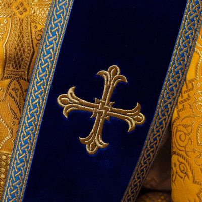 dark blue deacon orarion of velvet with crosses