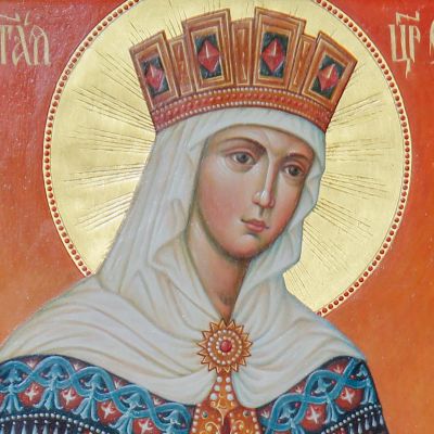hand-painted icon of St Helena the Empress, Equal to the Apostles with nails of the Cross