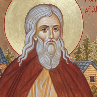 hand-painted icon of Herman of Alaska small Americanr
