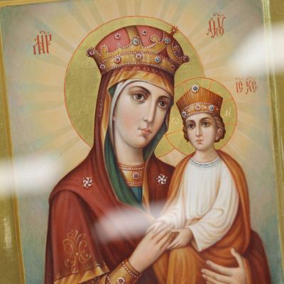 Hand-painted icon of the Mother of God of Surety of Sinners