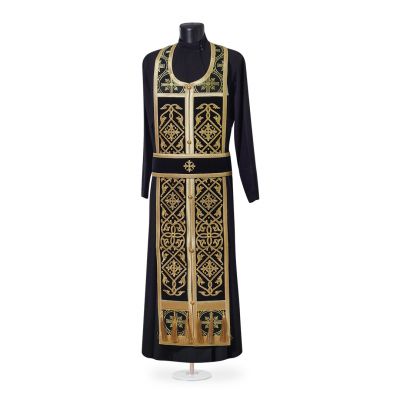 Russian style priest vestment velvet and silk with embroidery and medallioj