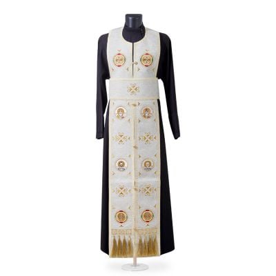 Linen Greek-style Priest Vestment with Medallions