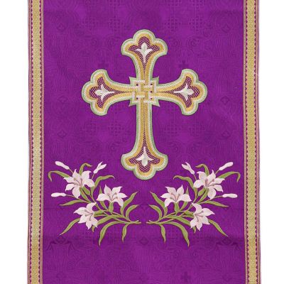 purple analogion cover embroidred with lilies and cross