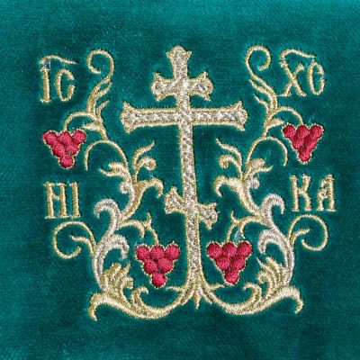 Green Velvet Case with Grape Embroidery sh2-17-01-1