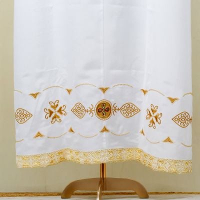 silk priest sticharion with embroidered cross and pattern