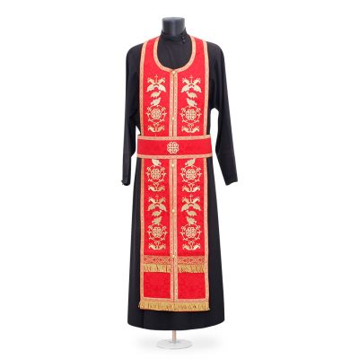 red Russian-style priest vestment with embroidery 