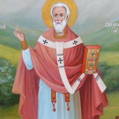 hand-painted icon of St Gregory of Tours