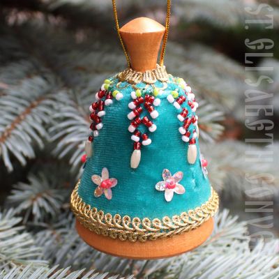Wooden beaded bell ornament, Souvenir , christmas tree decoration