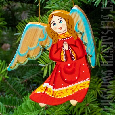 wooden flat angel ornament, christmas tree decoration, folk crafts, souvenir 