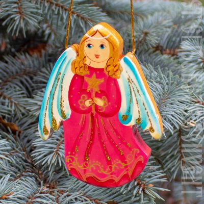 wooden flat angel, souvenir ,folk crafts,christmas tree decoration
