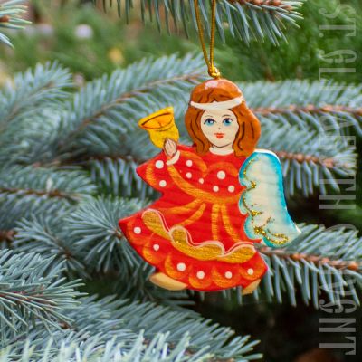 wooden flat angel, souvenir , christmas tree decoration, folk crafts