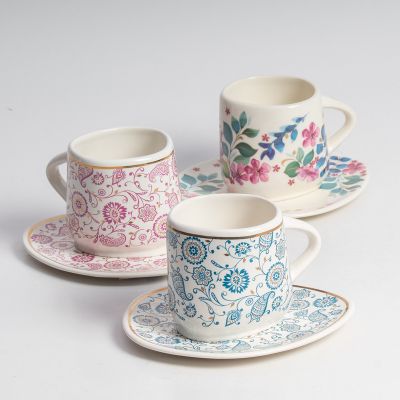 ceramic coffee cup and saucer set