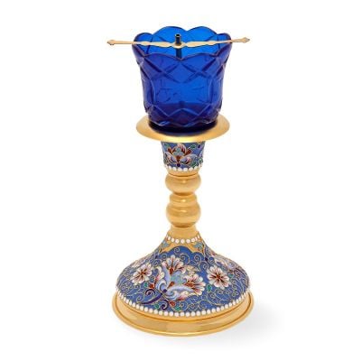 standing vigil lamp with painted elements