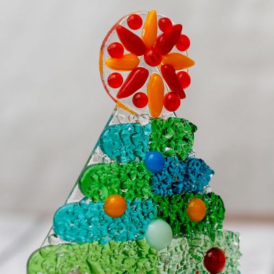 colorful handmade Christmas Tree candleholder