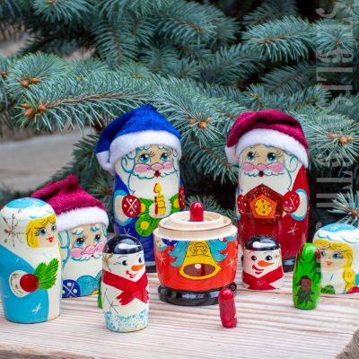 wooden Santa Matryoshka, souvenir, folk doll, a Christmas gift