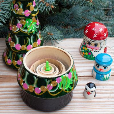 souvenir wooden Christmas tree with Santa