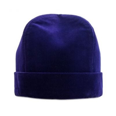 Blue Velvet Russian Skufia with Lapel