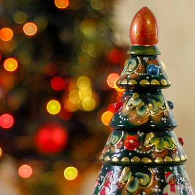 Christmas Tree nesting Doll with beads