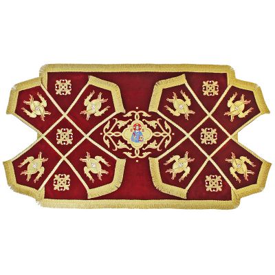 burgundy velvet chalice covers and veil with seraphs embroidery
