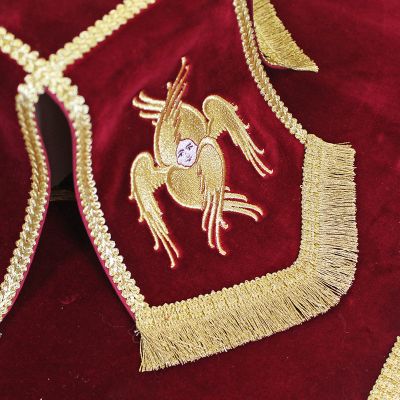 burgundy velvet chalice covers and veil with seraphs embroidery