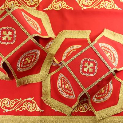 beautiful red gabardine chalice covers and veil with embroidery