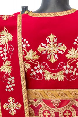 red velvet and brocade deacon vestment