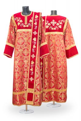 red velvet and brocade deacon vestment