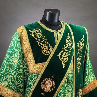 green silk and velvet protodeacon vestment