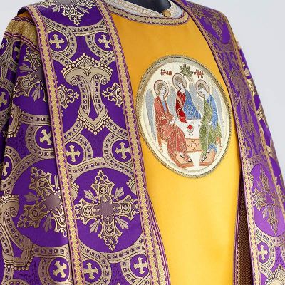 catholic clergy vestment purple chasuble and a stole 