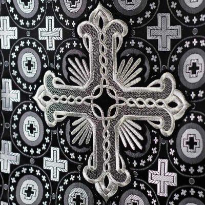 analogion cover with embroidered cross from black church silk
