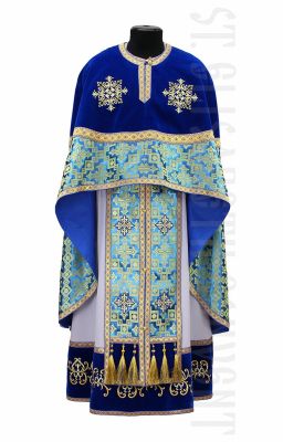 Greek-style velvet priest vestment with embroidery