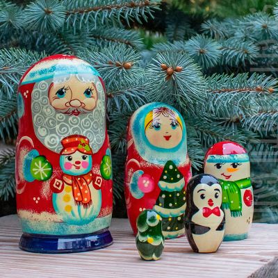 Russian Santa with a Snowmaiden souvenir wooden