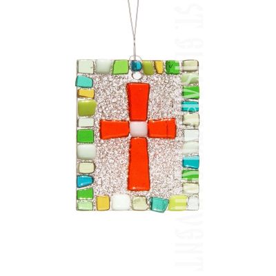 cross pendant tiffany glass
