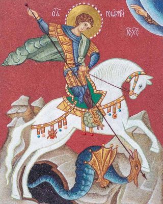 Icon of St George the Victory-Bearer - ground gemstone icons