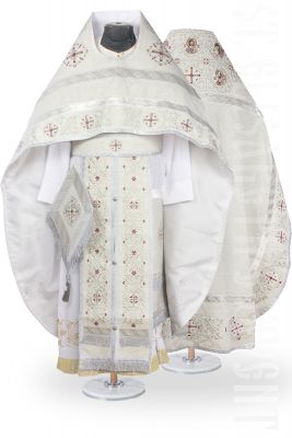 Russian-style priest vestment with blue Easter embroidery