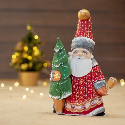 Hand-Carved Wooden Santa Claus Figurines