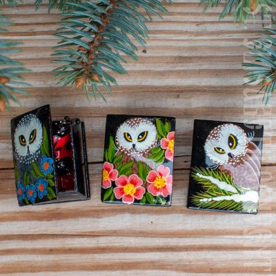 Miniature Lacquered Box with an Owl