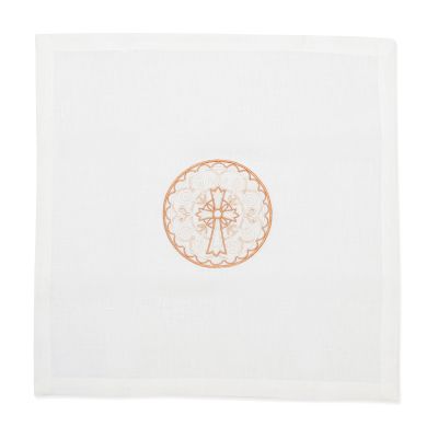 linen corporal with embroidered celtic cross